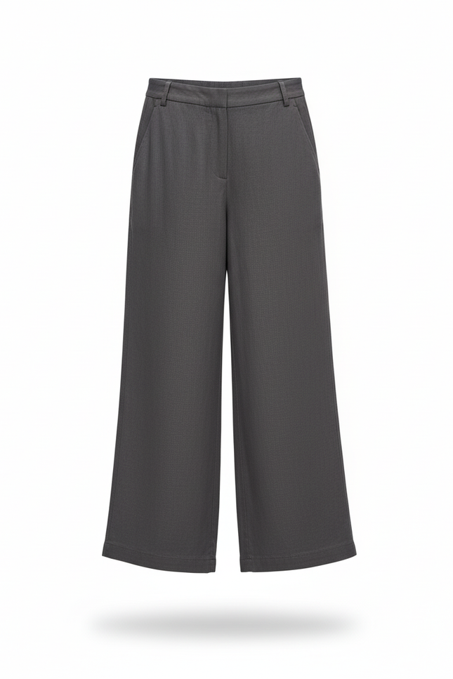 Pantalon En Lin Gris Ample Ceinturé Fille - vue 3
