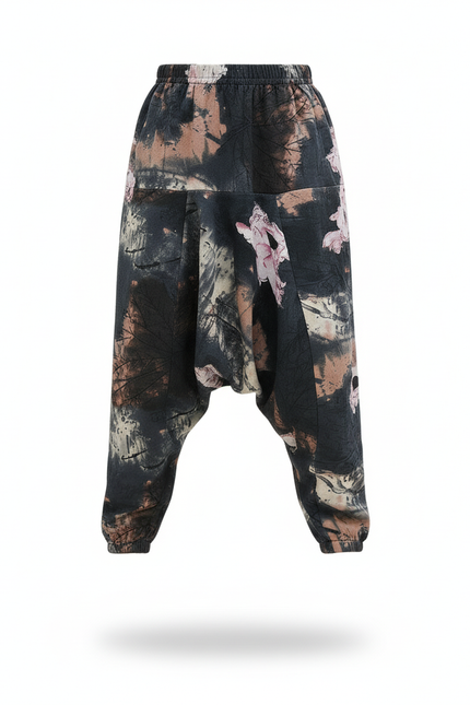 Pantalon En Lin Harem Imprimé Floral Ample Garçon - vue 3