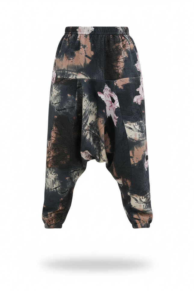 Pantalon En Lin Harem Imprimé Floral Ample Garçon - vue 3