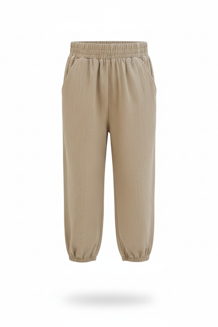 Pantalon En Lin Beige Ample Décontracté Garçon - vue 3