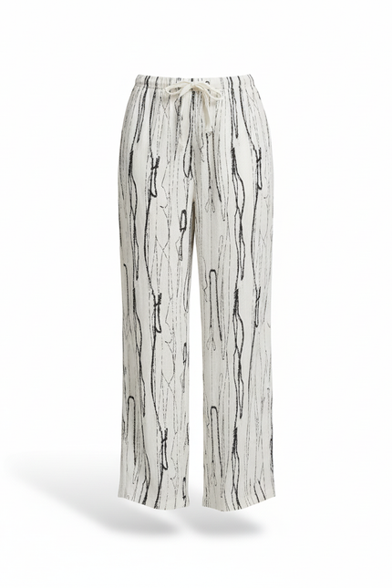 Pantalon En Lin Ample Fluide Imprimé Estival - vue 3