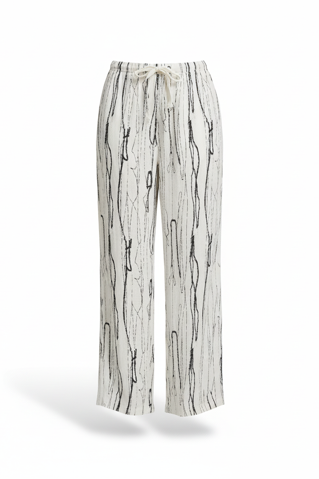 Pantalon En Lin Ample Fluide Imprimé Estival - vue 3