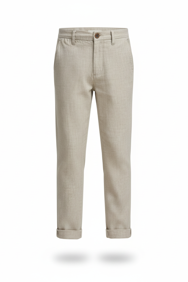 Pantalon En Lin Beige Garçon Slim Décontracté Léger - vue 3
