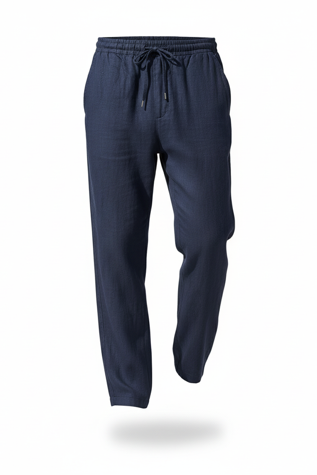 Pantalon Bleu Lin - Marine - vue 3