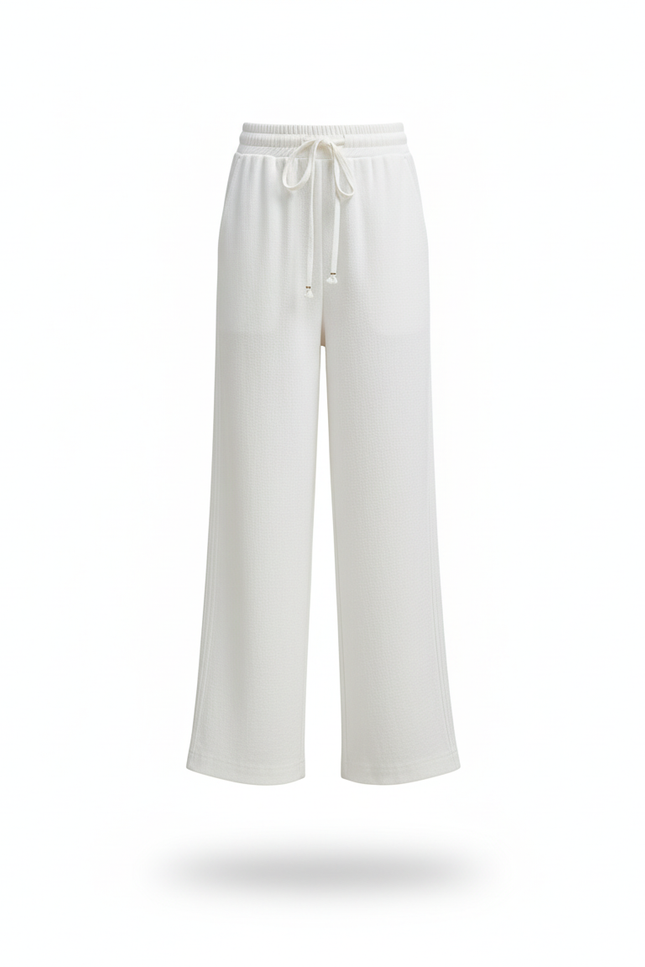 Pantalon En Lin Blanc Ample Fluide Confortable Drapé Léger - vue 3