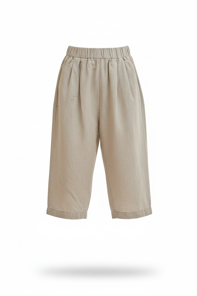 Pantalon En Lin Beige Ample Décontracté Enfant Fluide - vue 3