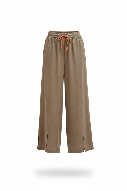 Pantalon Lin Bio Femme - Kaki - vue 3