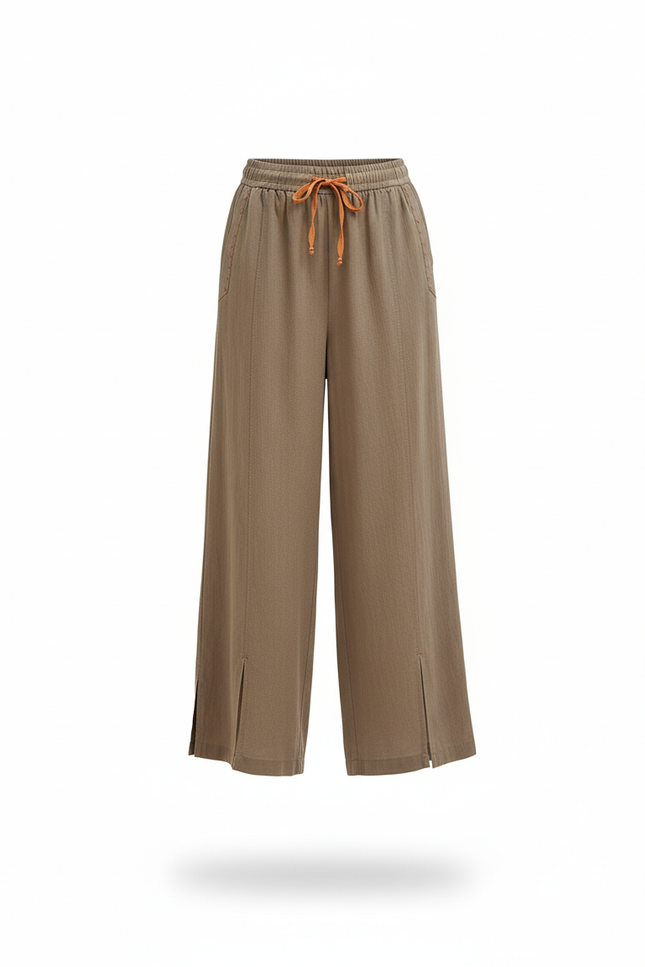 Pantalon Lin Bio Femme - Kaki - vue 3