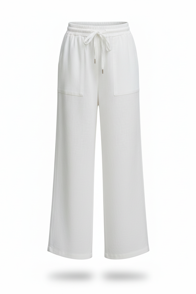 Pantalon En Lin Blanc Ample Fluide Décontracté Fille - vue 3