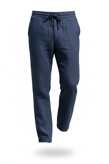 Pantalon Lin Bleu Homme - Marine - vue 3
