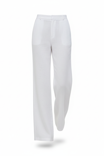 Pantalon En Lin Blanc Ample Chic Femme - vue 3