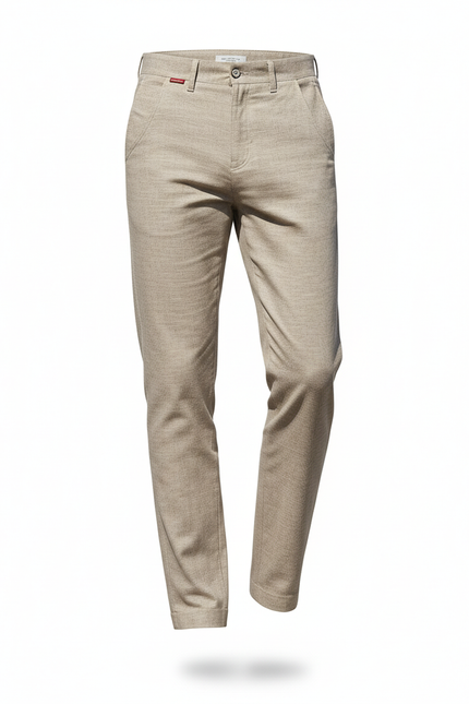 Pantalon En Lin Beige, Droit, Décontracté, Élégant, Respirant - vue 3