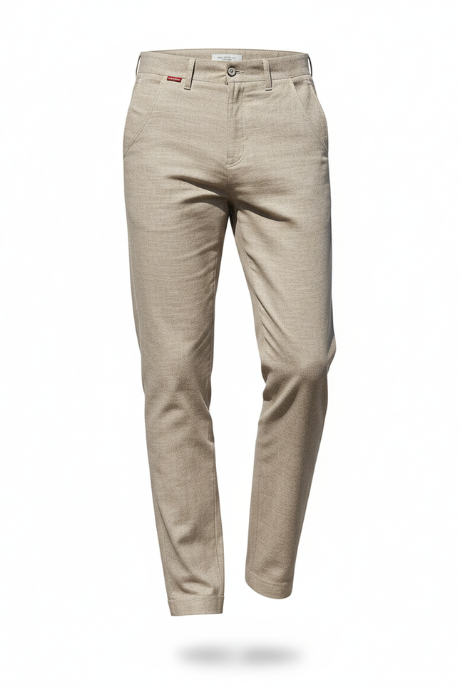 Pantalon En Lin Beige, Droit, Décontracté, Élégant, Respirant - vue 3
