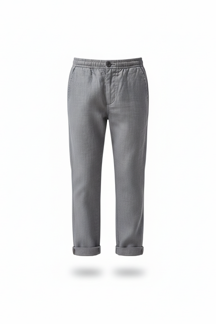 Pantalon En Lin Garçon Gris Droit Décontracté Léger - vue 3