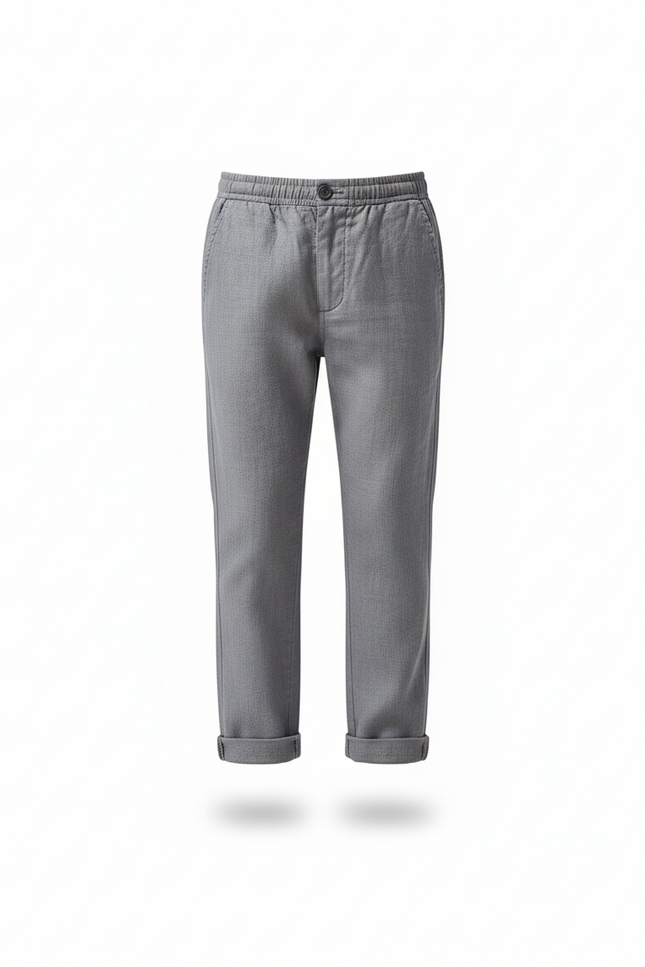 Pantalon En Lin Garçon Gris Droit Décontracté Léger - vue 3