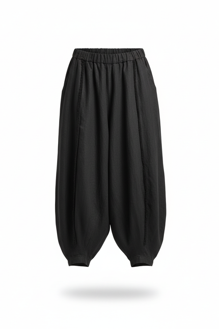 Pantalon En Lin Befd - Noir - vue 3