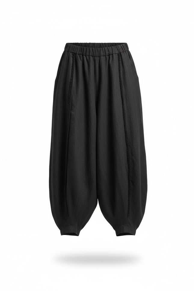 Pantalon En Lin Befd - Noir - vue 3