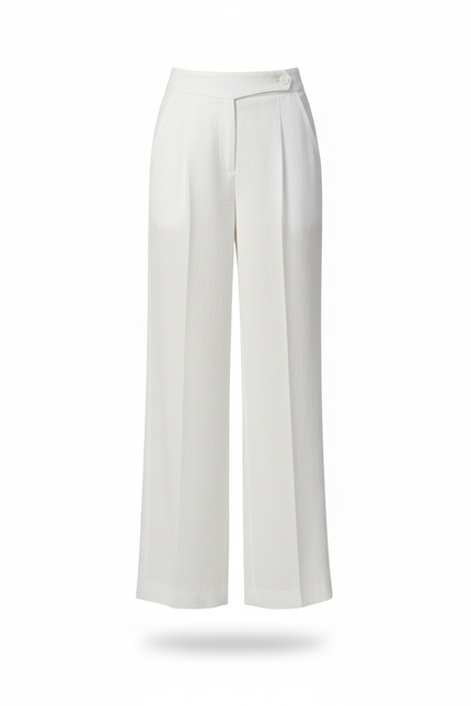 Pantalon En Lin Blanc Ample Fluide Femme - vue 3