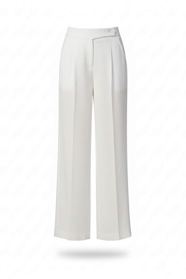 Pantalon En Lin Blanc Ample Fluide Femme - vue 3