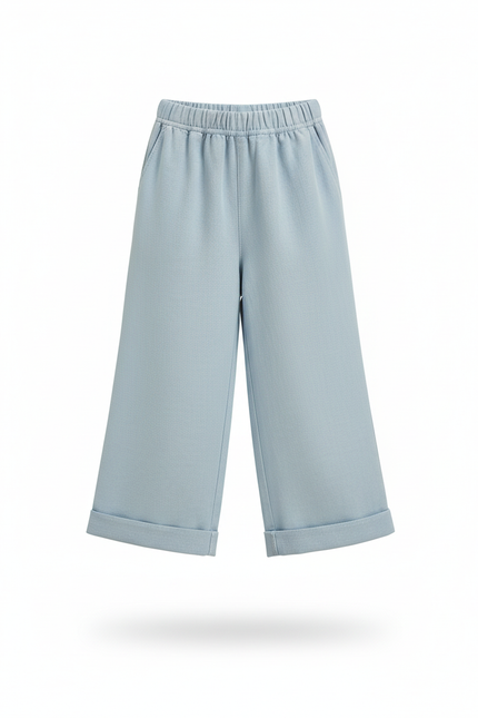 Pantalon En Lin Bleu Ciel Ample Décontracté Enfant - Molleton - vue 3