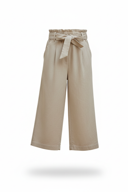 Pantalon En Lin Beige Ample Fluide Enfant Décontracté - vue 3