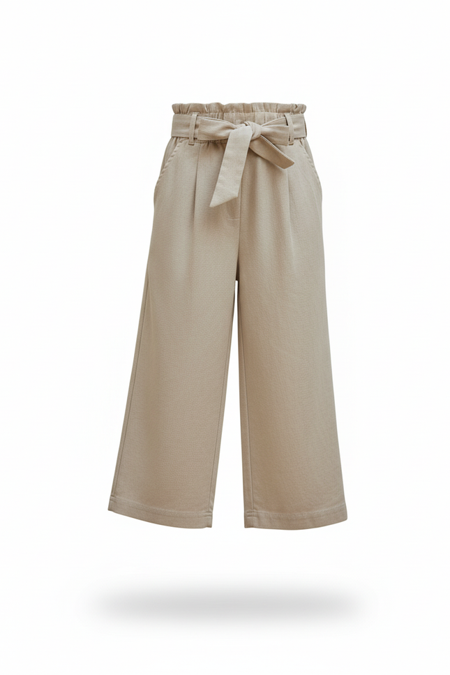 Pantalon En Lin Beige Ample Fluide Enfant Décontracté - vue 3