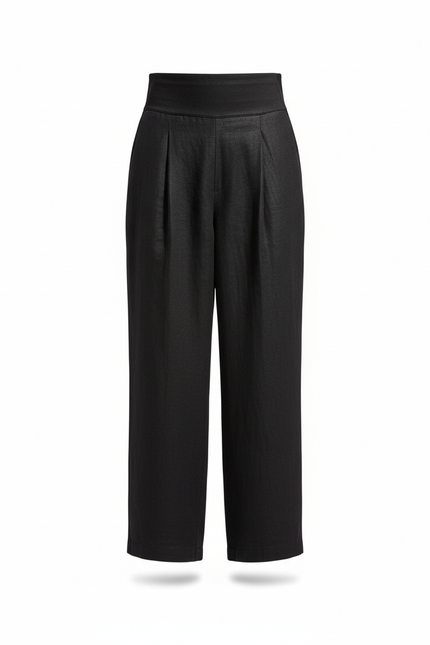 Pantalon En Lin Homme Noir Coupe Ample Casual Été 2 - vue 3
