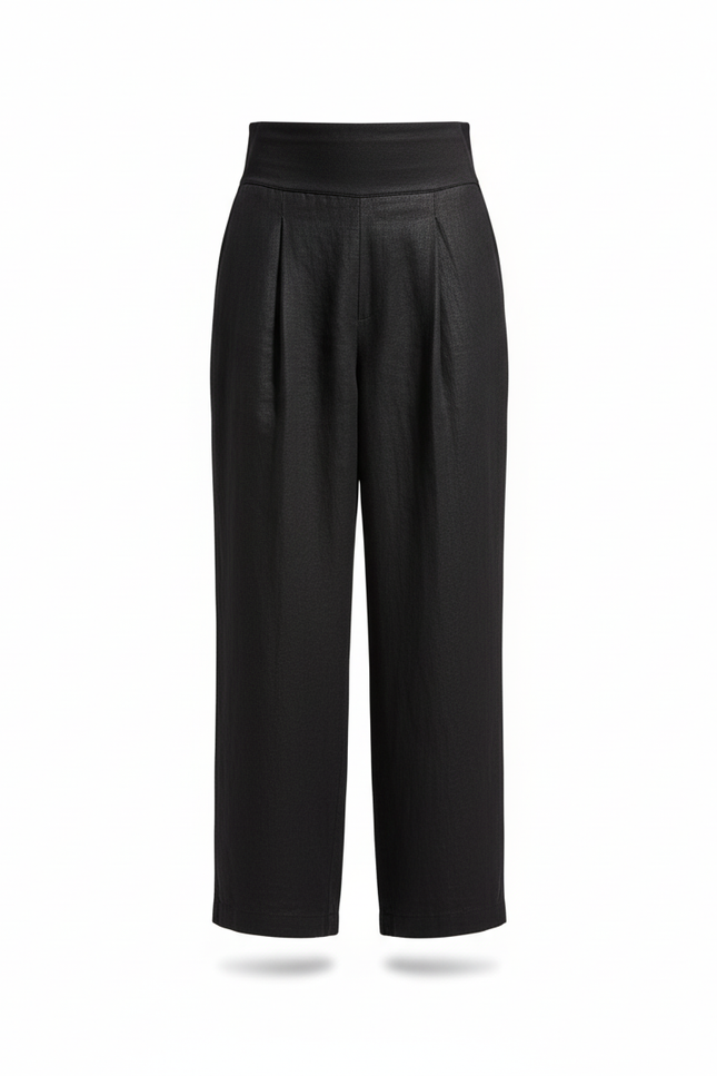 Pantalon En Lin Homme Noir Coupe Ample Casual Été 2 - vue 3