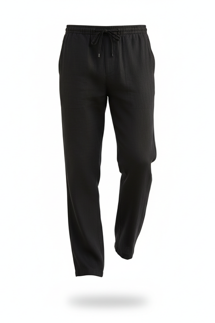 Pantalon De Lin Homme - Noir - vue 3