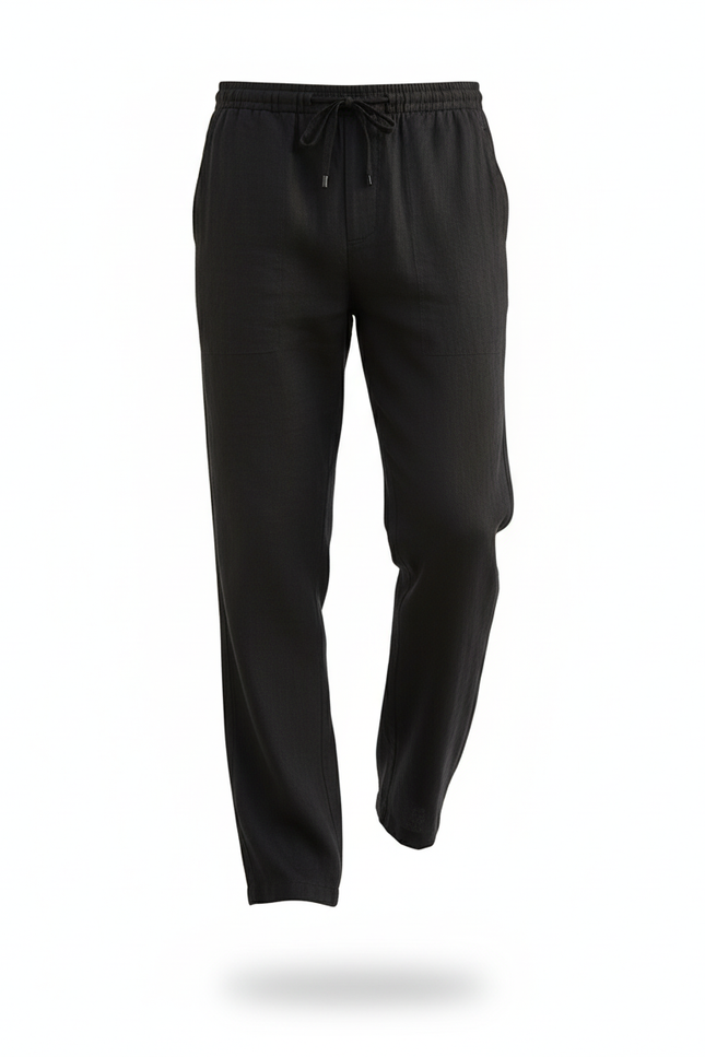 Pantalon De Lin Homme - Noir - vue 3