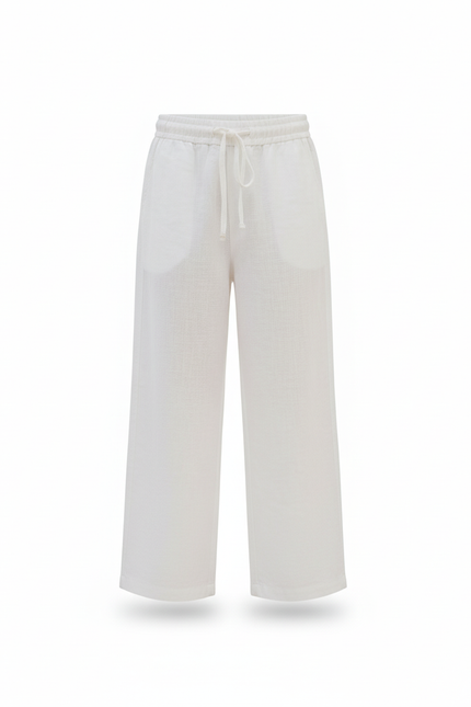 Pantalon En Lin Blanc Ample Décontracté Enfant Léger - vue 3