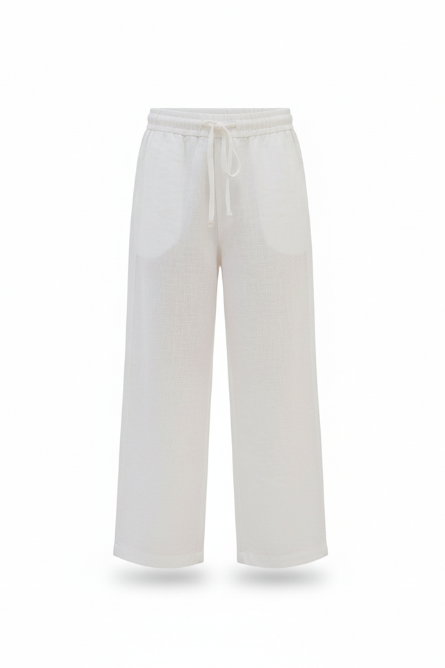 Pantalon En Lin Blanc Ample Décontracté Enfant Léger - vue 3