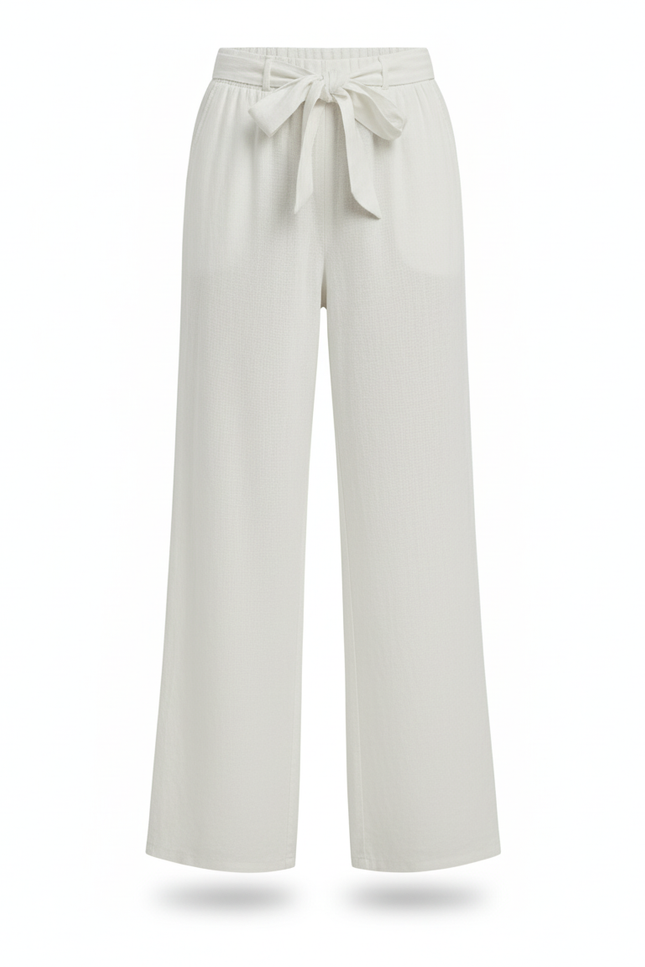 Pantalon Lin Melange Femme - Blanc - vue 3