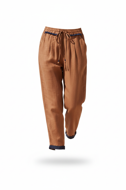 Pantalon Lin Camel Femme - vue 3