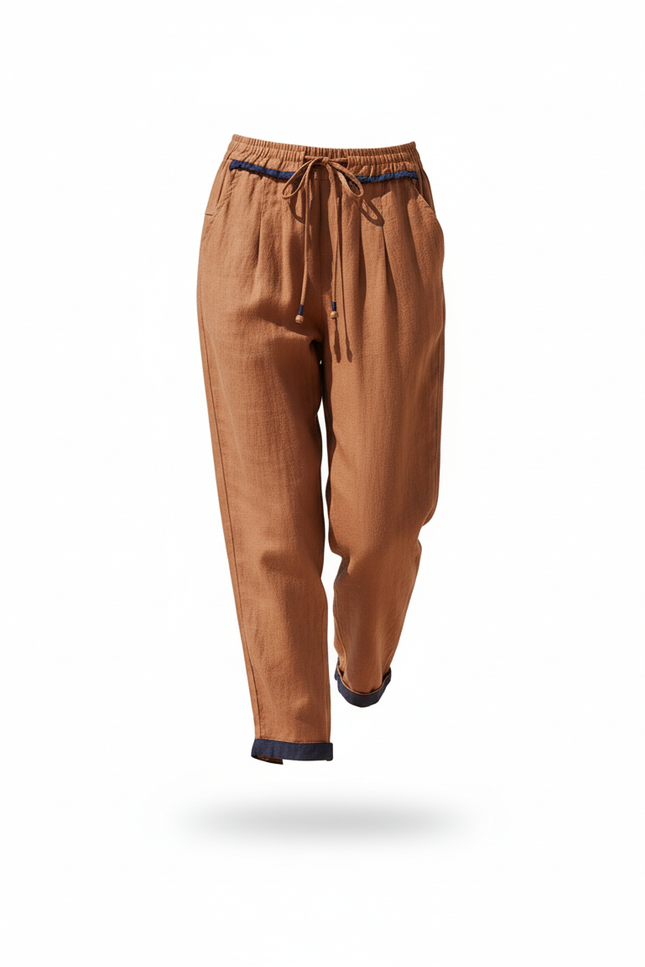 Pantalon Lin Camel Femme - vue 3