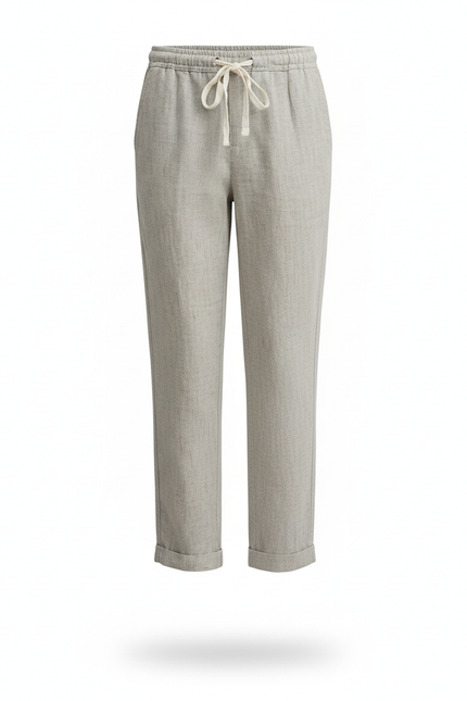 Pantalon En Lin Gris Clair Ample Cordon Enfant - vue 3