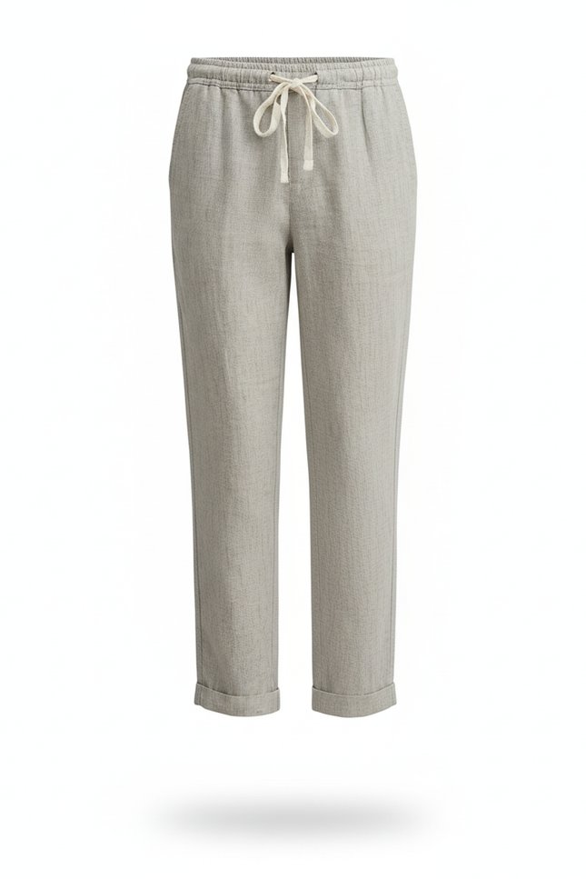 Pantalon En Lin Gris Clair Ample Cordon Enfant - vue 3