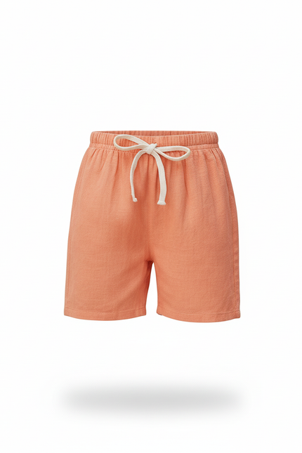 Pantalon En Lin Orange Court Décontracté Cordon Enfant - vue 3