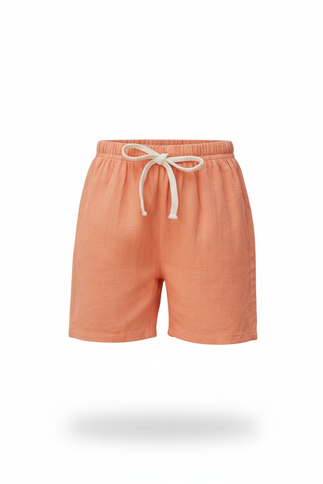 Pantalon En Lin Orange Court Décontracté Cordon Enfant - vue 3