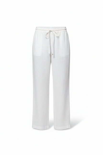 Pantalon En Lin Blanc Ample Décontracté Fluide Femme - vue 3