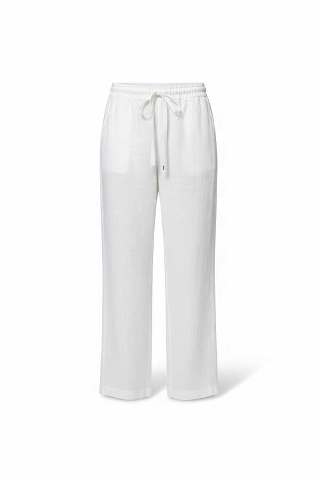 Pantalon En Lin Blanc Ample Décontracté Fluide Femme - vue 3