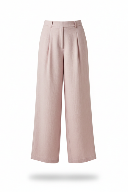 Pantalon En Lin Rose Ample Fluide Décontracté - vue 3