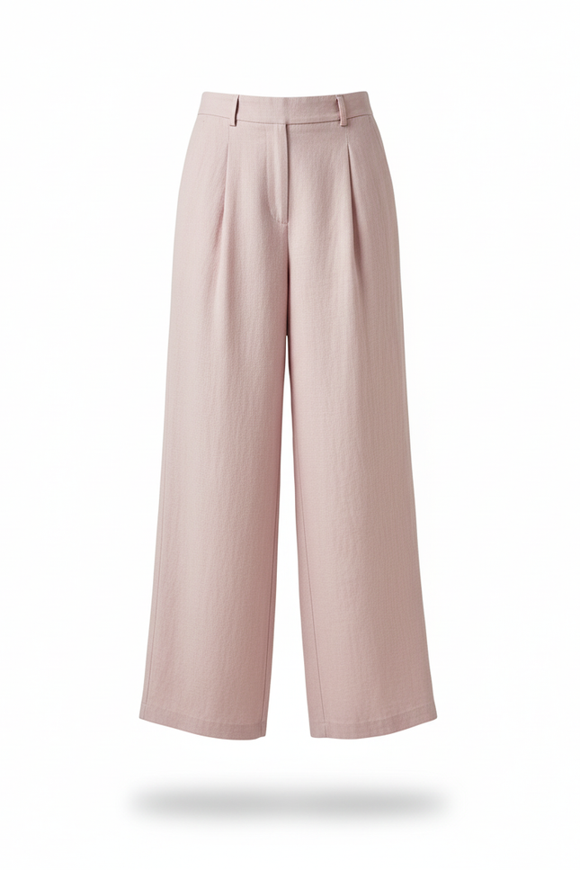 Pantalon En Lin Rose Ample Fluide Décontracté - vue 3