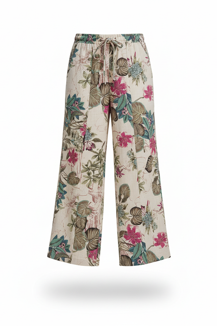 Pantalon En Lin Floral Ample Vintage Décontracté - Multicolore - vue 3
