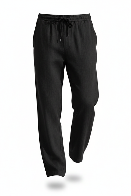 Pantalon En Lin Noir Ample Décontracté Homme - vue 3