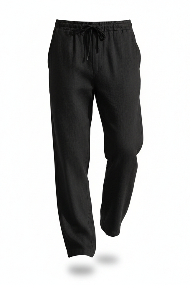 Pantalon En Lin Noir Ample Décontracté Homme - vue 3