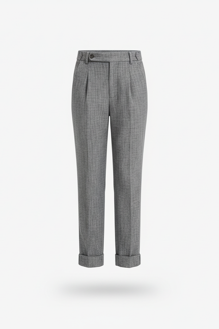 Pantalon En Lin Gris Chiné Plissé Droit Enfant - vue 3