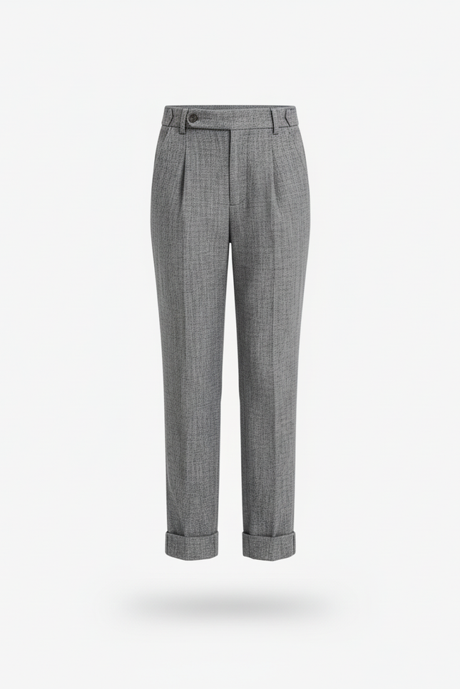 Pantalon En Lin Gris Chiné Plissé Droit Enfant - vue 3