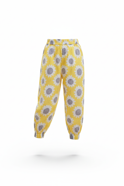 Pantalon En Lin Jaune Tournesols Fille Ample Estival - vue 3