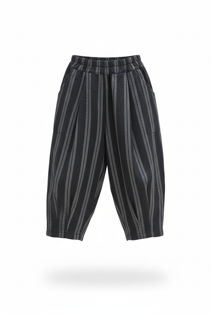 Pantalon En Lin Rayé Bleu - Marine - vue 3